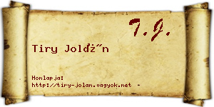 Tiry Jolán névjegykártya